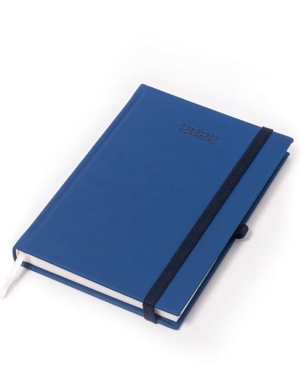 Kalendarz książkowy A5 Smooth z gumką z logo niebieski