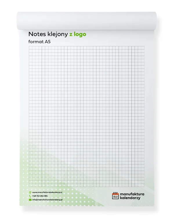 Notes klejony A5 dla firm  z indywidualnym nadrukiem