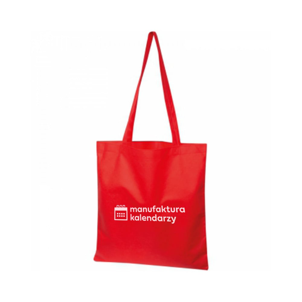 czerwona torba na zakupy z logo firmy