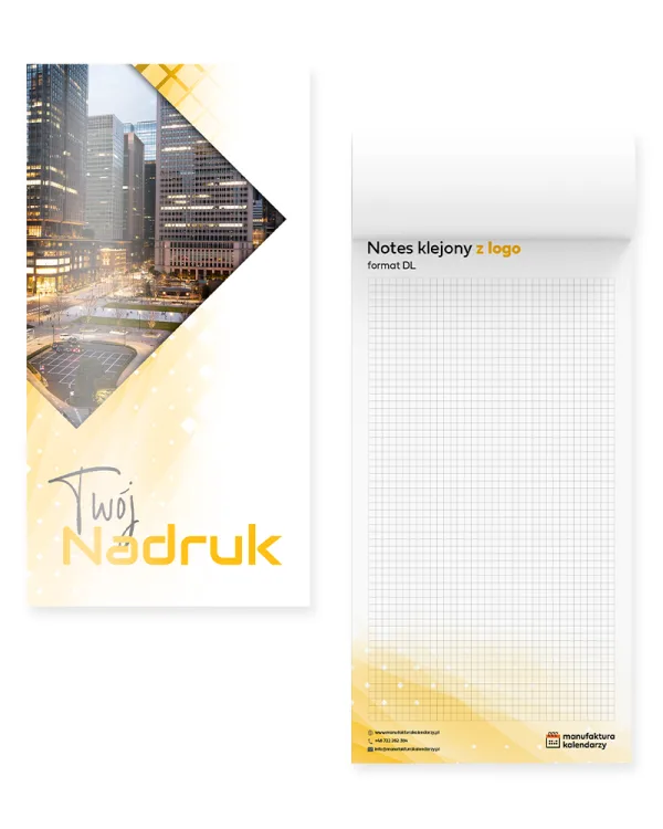 Notes klejony DL  z okładką dla firm  z indywidualnym nadrukiem