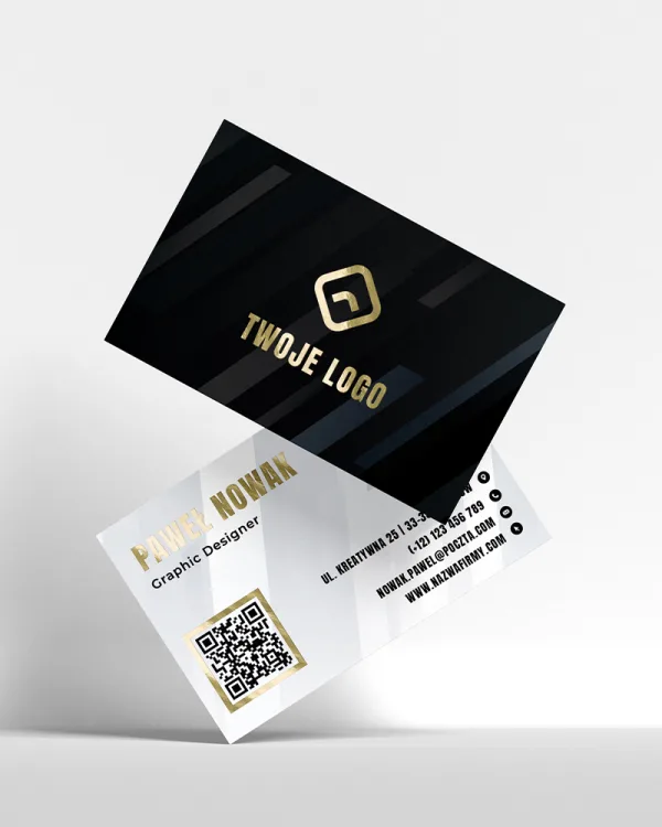 Wizytówki z logo firmowym z srebrzeniem lub złoceniem